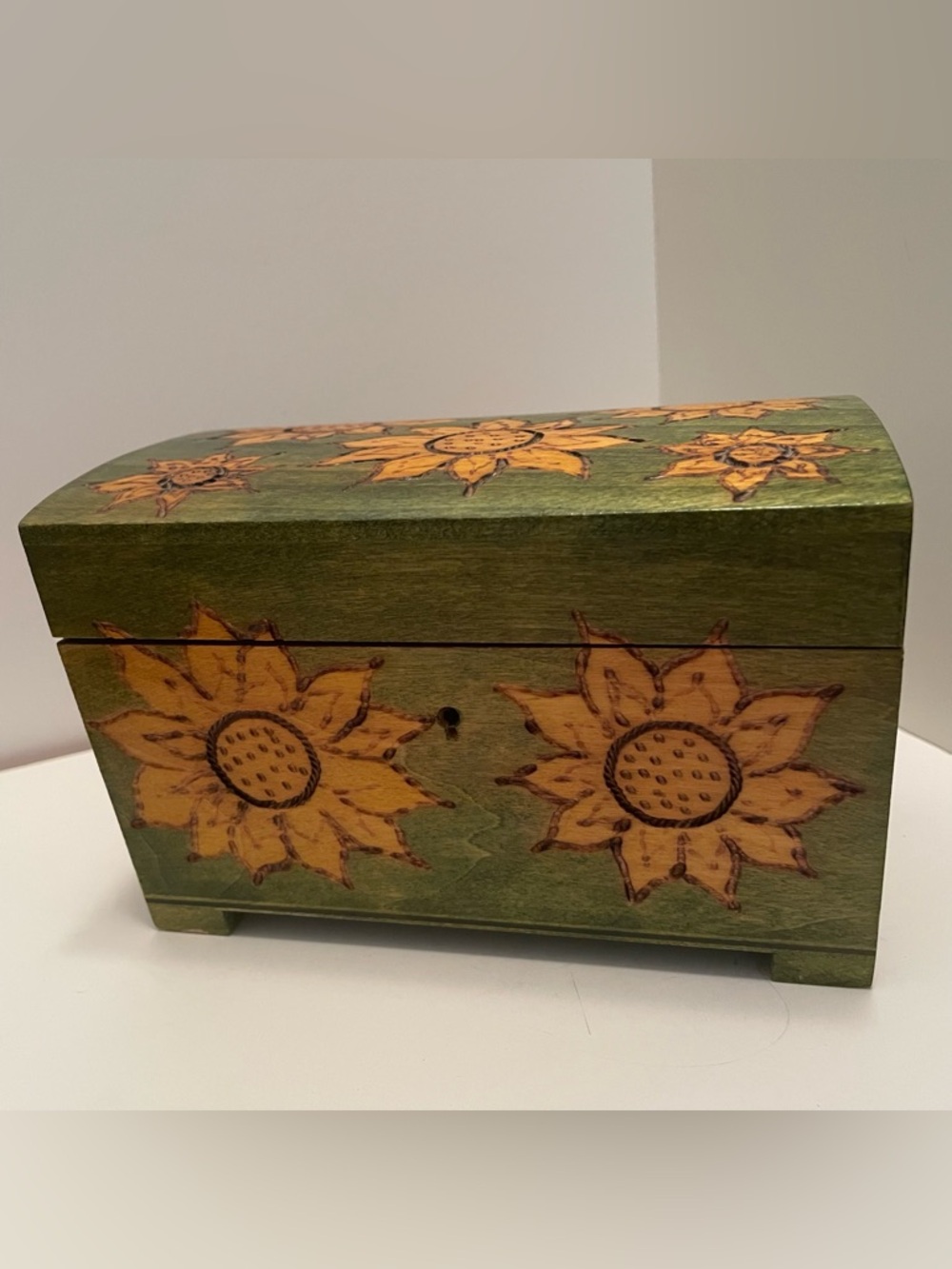 Wood Sunflower Keepsake Box Poland